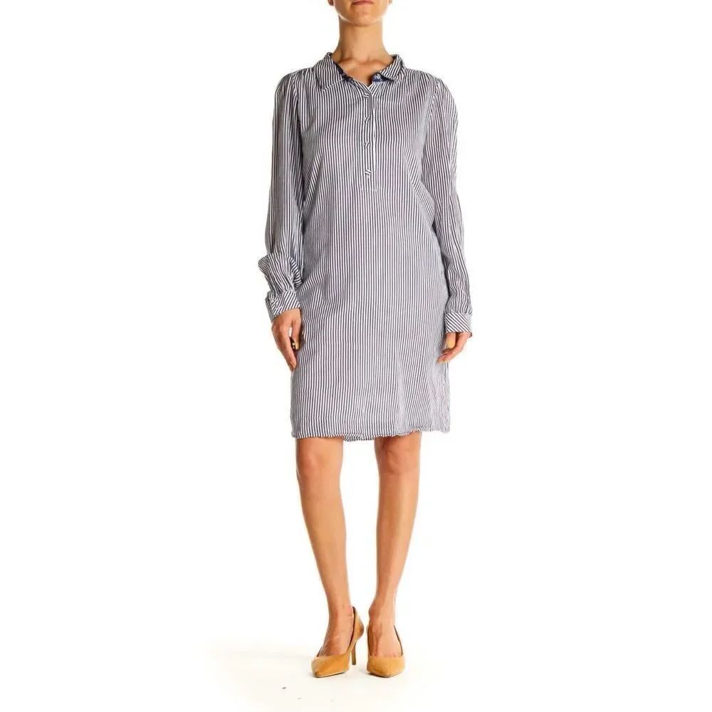 Womens Lily Pulitzer Blue & White Striped Long Sleeve Day Shirt Dress - Sz 4